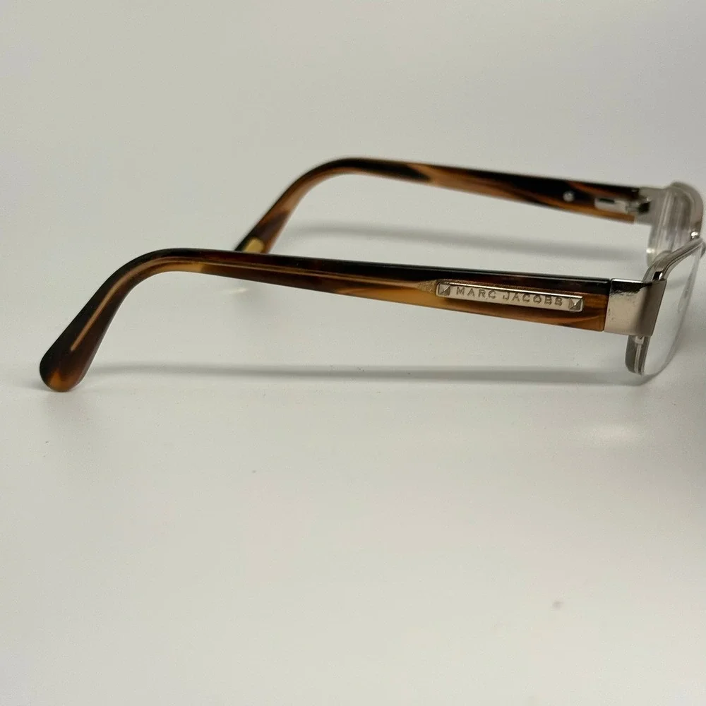 Marc Jacobs Eyeglasses Gold Tortoise Semi Rimless Rectangle 52-17 9 6
